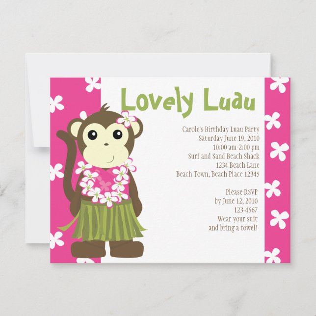 Invitation Hula Monkey (Devant)