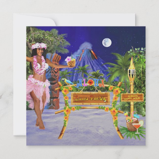 Invitation Hula sur notre parti Luau (Devant)