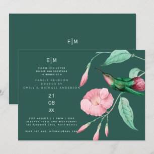 Invitation Hummingbird Floral Famille Réunion Classe amis