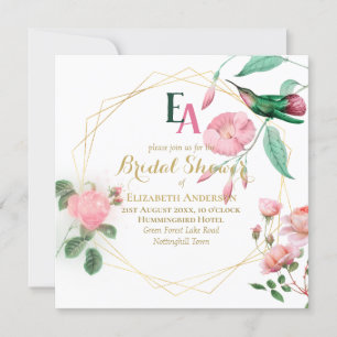 Invitation Hummingbird Mint Green Pink Gold Fête des mariées