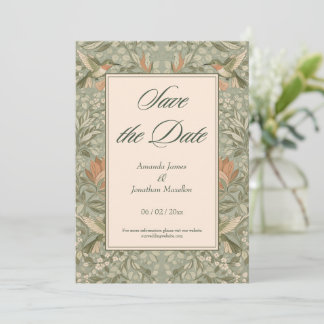 Invitation Hummingbirds and Flowers Art Nouveau Save the Date
