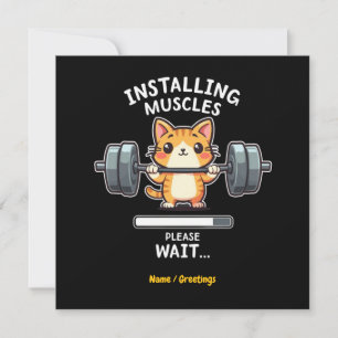 Invitation Humoristique Weighlifting Chat Exercice Gym Funny