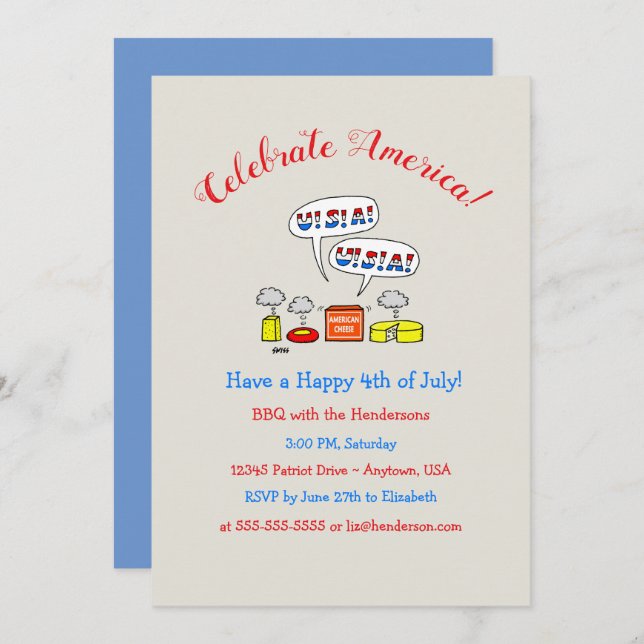 Invitation Humorous Patriotic Summer Holiday Party Invite (Devant / Derrière)