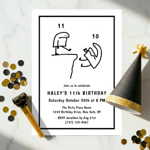 Invitation Humour de mème drôle Simple Anniversaire 11 ans no