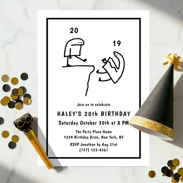 Invitation Humour de Mème Drôle Simple Anniversaire 20 Ans No (Créateur téléchargé)