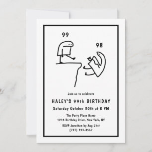 Invitation Humour de Mème Drôle Simple Anniversaire 99 ans No