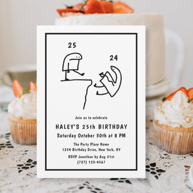 Invitation Humour de mème drôle Simple Noir Blanc 34e Anniver (Créateur téléchargé)