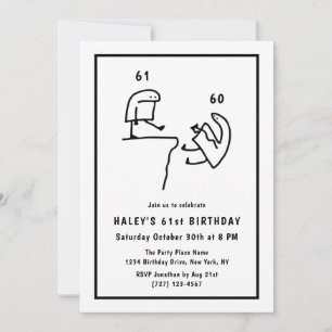 Invitation Humour de mème drôle Simple Noir Blanc 61e Anniver