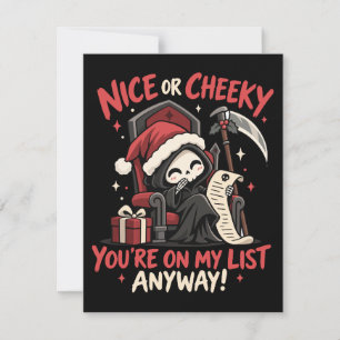 Invitation Humour de Noël sur la liste de Santa du faucheur