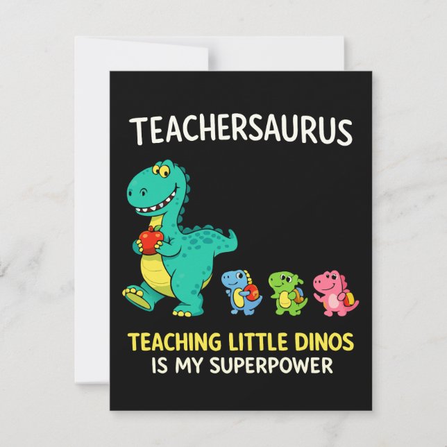 Invitation Humour de professeur Teachersaurus avec de petits  (Devant)