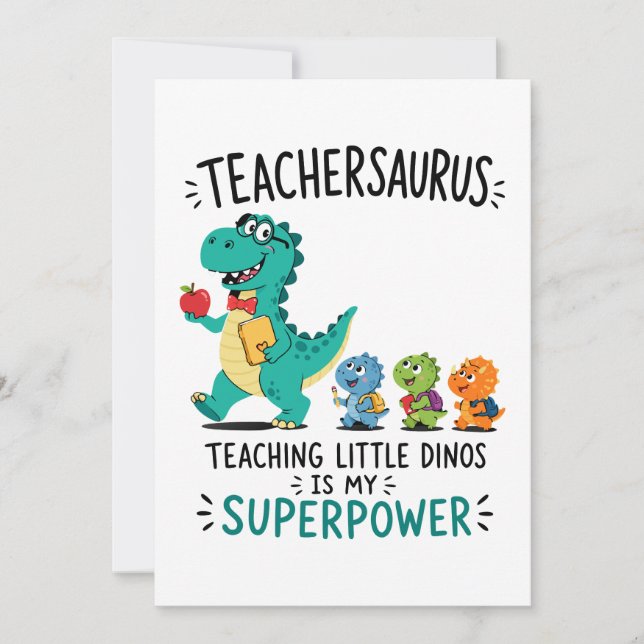 Invitation Humour de professeur Teachersaurus avec de petits  (Devant)