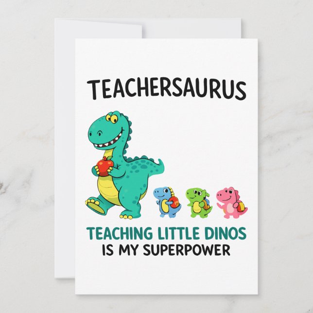Invitation Humour de professeur Teachersaurus avec de petits  (Devant)