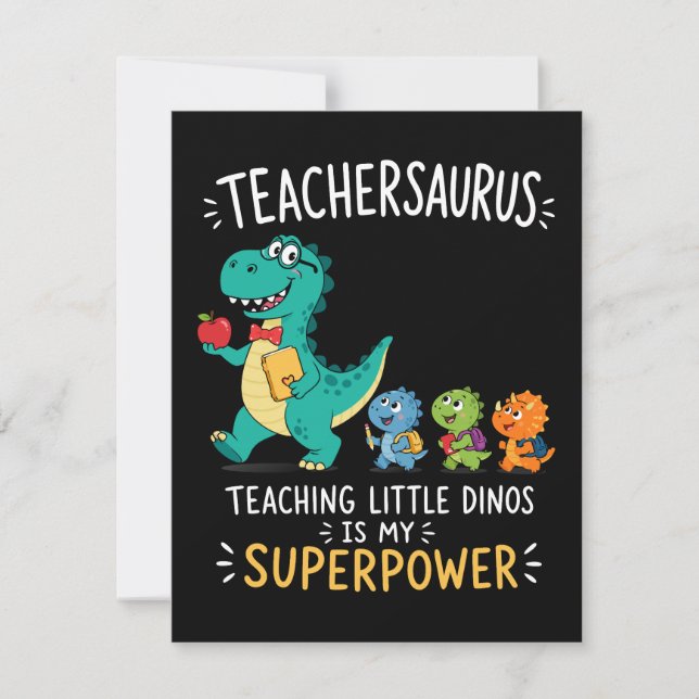 Invitation Humour de professeur Teachersaurus avec de petits  (Devant)