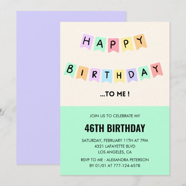 Invitation Humour Joyeux Anniversaire 46e anniversaire (Devant / Derrière)