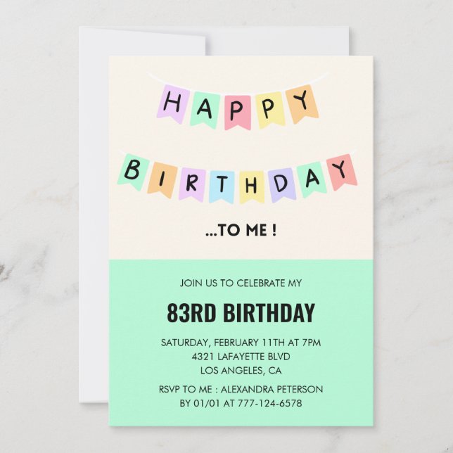 Invitation Humour Joyeux Anniversaire 83e anniversaire (Devant)