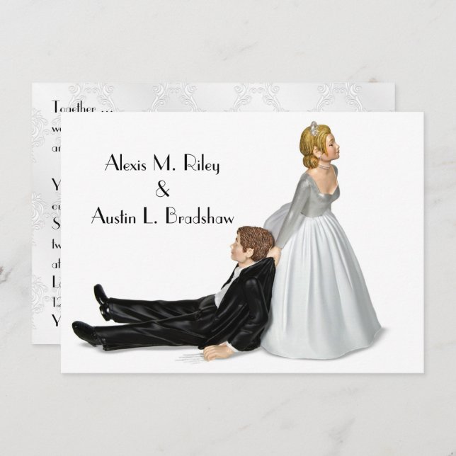 Invitation Humour mariage sur blanc (Devant / Derrière)