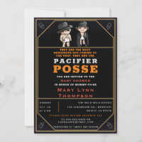 Humour Twins Pacifier Posse Wild West Baby shower