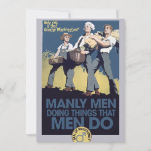 Invitation Humour vintage Manly HOMMES