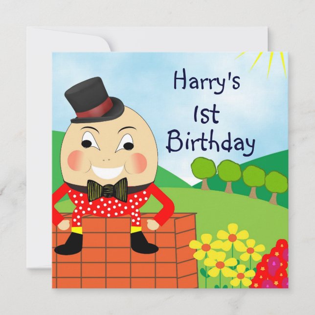 Invitation Humpty Dumpty kids mignon fête d'anniversaire (Devant)
