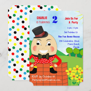 Invitation Humpty Dumpty Theme Anniversaire de enfant Party m