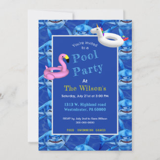 Invitation Hungry Shark Pool Party 