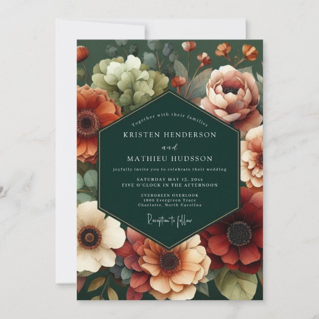 Invitation Hunter Autumnal Flora Wedding (Devant)