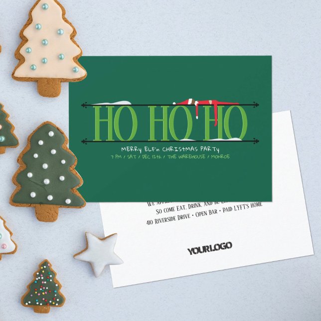 Invitation Hunter Green Elf Shenanigans personnel fête de Noë (Créateur téléchargé)
