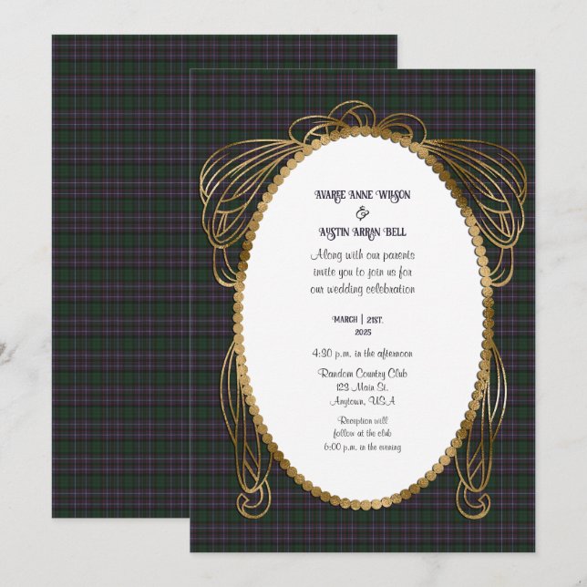 Invitation Hunter Modern Original écossais Tartan Mariage (Devant / Derrière)