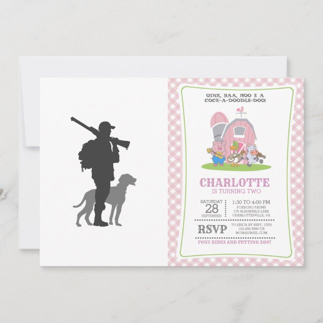 Invitation Hunting dog with hunter - Choose background color (Devant)