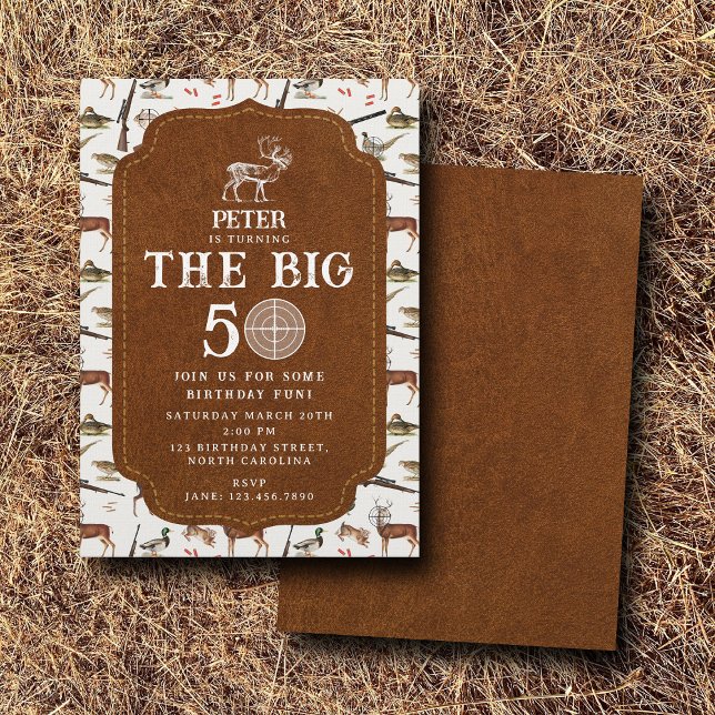 Invitation Hunting Wildlife Outdoorsman Adult Birthday Party (Hunting Wildlife Outdoorsman Adult Birthday Party Invitation)