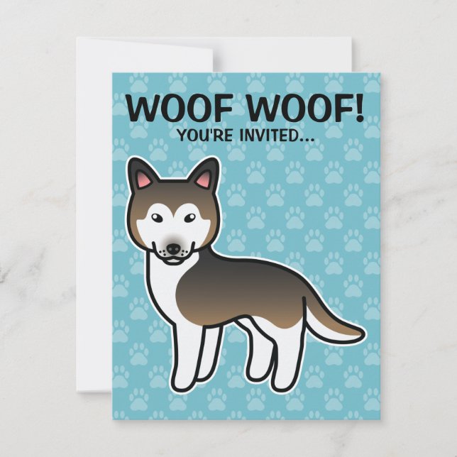 Invitation Husky Sibérien couleur sable dessin animé (Devant)