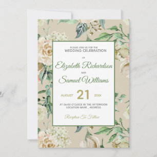 Invitation Hydrangea Aquarelle Classique Rose Bouquet Crème