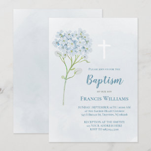 Invitation Hydrangea baptême aquarelle