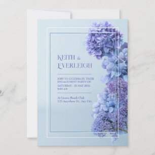 Invitation Hydrangea Bleu Barbeau Cadre Minimaliste Mariage