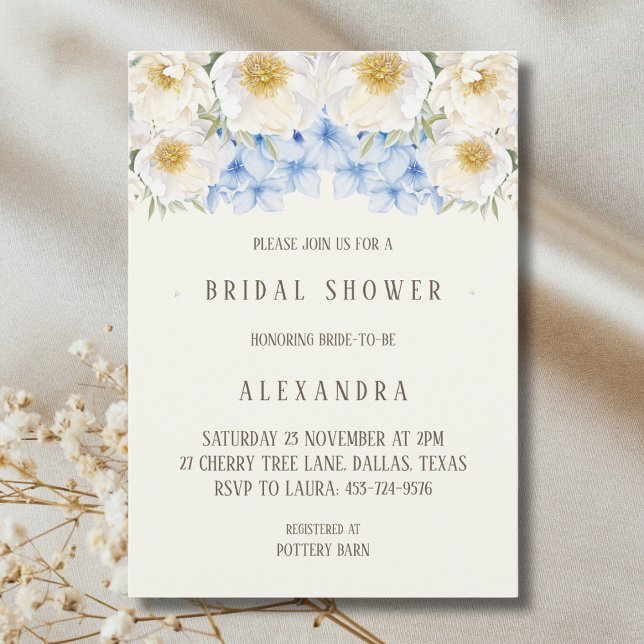 Invitation Hydrangea Bleu Floral Mariage Fête de Fiançailles (Créateur téléchargé)