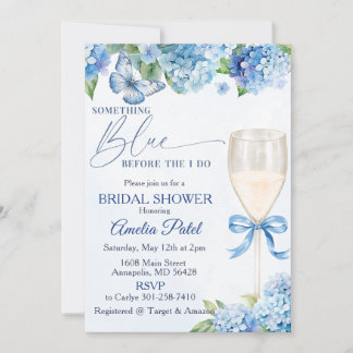 Invitation Hydrangea Bleu Something Blue Baby Shower Bridale