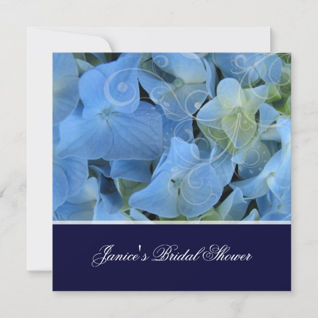 Invitation Hydrangea bleue / douche de mariée romantique / ma (Devant)