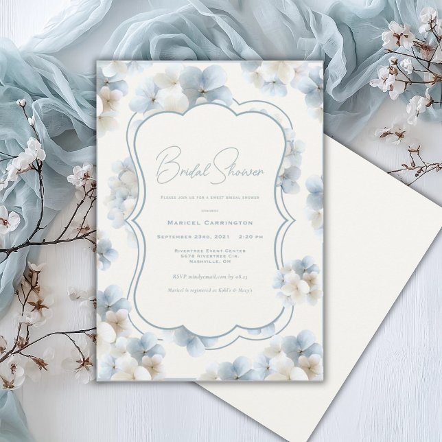 Invitation Hydrangea Bleue Fleurs Vintage Shower de Mariage (Créateur téléchargé)