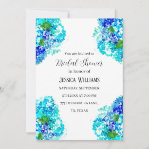 Invitation Hydrangea Blue Floral Fête des mariées d'aquarelle