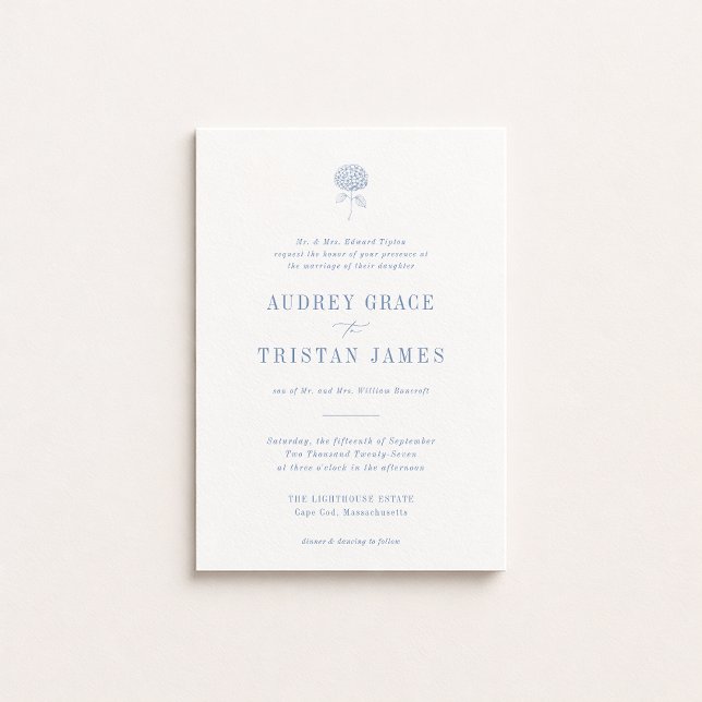 Invitation HYDRANGEA Blue Floral Wedding (Créateur téléchargé)