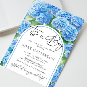 Invitation Hydrangea Blue Flowers C'est un Baby shower garçon
