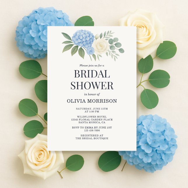 Invitation Hydrangea Botanical Eucalyptus Bridal Shower (Créateur téléchargé)