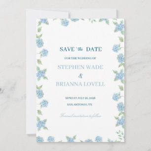 Invitation Hydrangea Côtière Enregistrez la Date 