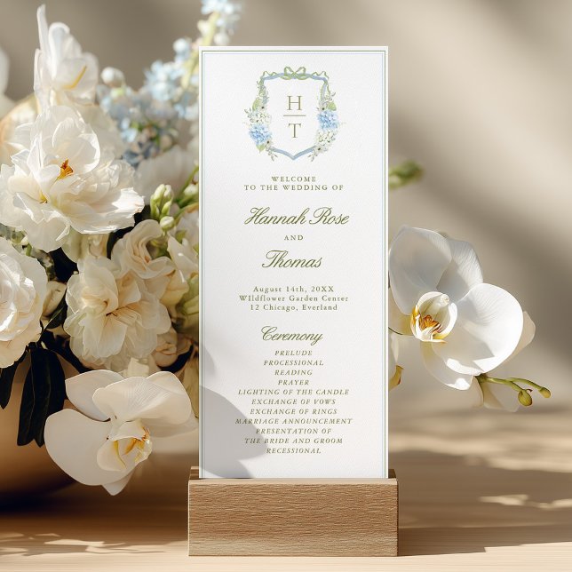 Invitation Hydrangea Crest Wedding Program Card (Créateur téléchargé)