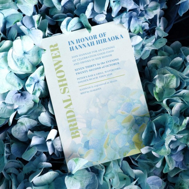 Invitation Hydrangea douche nuptiale à fleurs bleu vert (Créateur téléchargé)