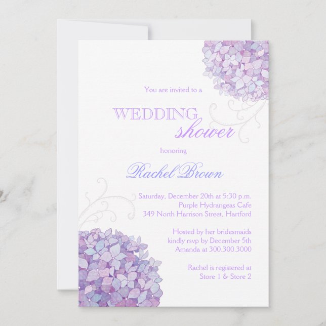 Invitation Hydrangea du sud fleurit Printemps Mariage Douche (Devant)