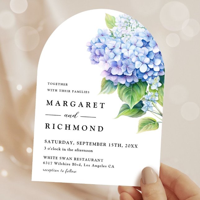 Invitation Hydrangea Dusty Blue Floral Arch Mariage (Créateur téléchargé)