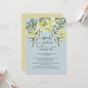Invitation Hydrangea Élégant Bleu Poussiéreux Baby Shower 