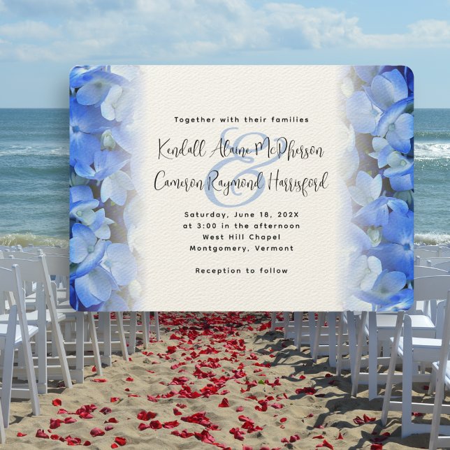 Invitation Hydrangea Élégant Mariage Fleur Bleue (Créateur téléchargé)