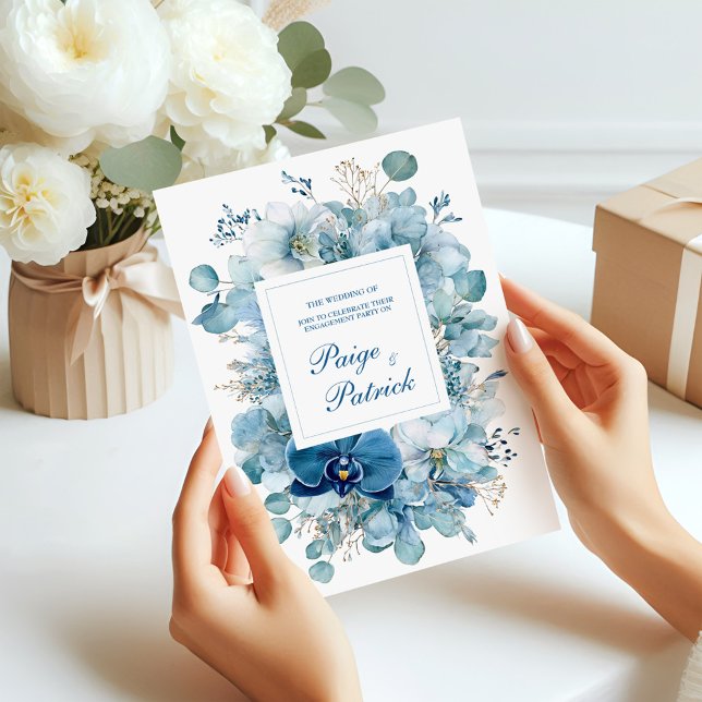 Invitation Hydrangea Élégante Dusty Blue Orchidée Or (Créateur téléchargé)